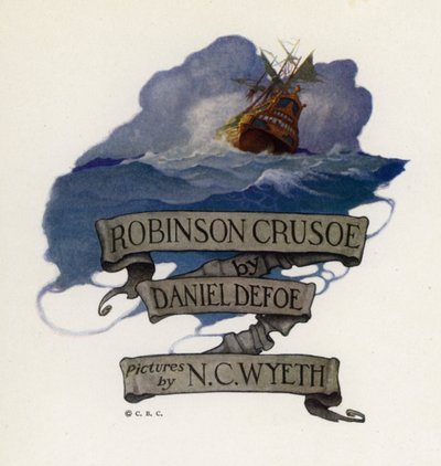 Ilustracja do Robinsona Crusoe (kolor lito) autorstwa Newell Convers (after) Wyeth