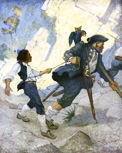 Dla całego świata byłem prowadzony jak tańczący niedźwiedź, ilustracja z „Wyspy skarbów” Roberta Louisa Stevensona, wyd. Charles Scribner