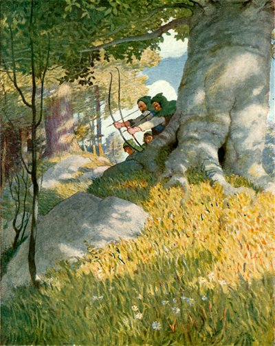 Robin Hood i jego towarzysze ratują Willa Stutely autorstwa Newell Convers Wyeth