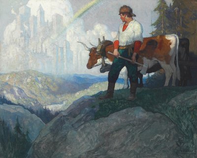 Pionier i wizja, ok. 1918 (olej na płótnie) autorstwa Newell Convers Wyeth