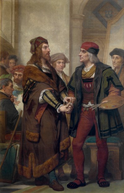 Albrecht Dürer odwiedza Quinten Massijs (olej na płótnie) autorstwa Nicaise de Keyser