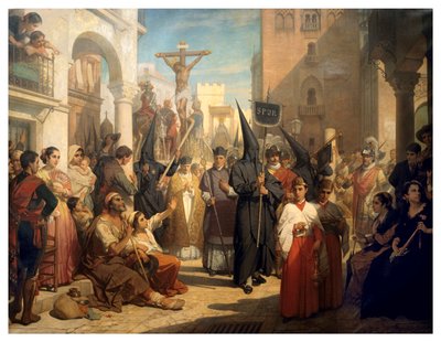 Procesja wielkopiątkowa w Sewilli (olej na płótnie) autorstwa Nicaise de Keyser
