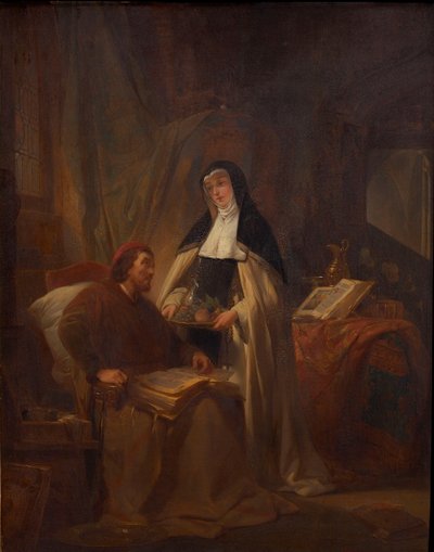 Jego członkostwo w szpitalu Sint-Jan w Brugii, autorstwa Nicaise de Keyser