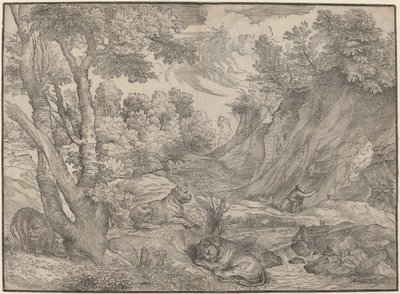 Święty Hieronim na pustkowiu autorstwa Niccolò Boldrini after Titian