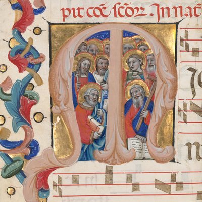 Inicjał M: Apostołowie autorstwa Niccolò di Giacomo da Bologna