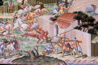 Fragment fresku w Sali Bitew z 1431 r. Bitwa pod La Higueruela (fresk) autorstwa Niccolo (and workshop) Granello
