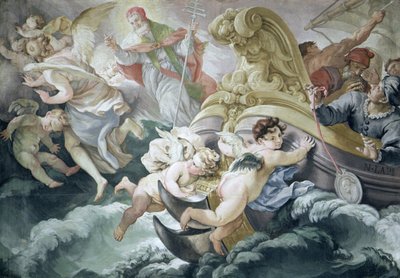 Burza cudownie uciszyła się w kontakcie z medalikiem Piusa V autorstwa Niccolo Francesco Lapi