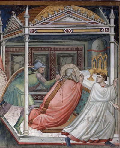 Życie św. Mateusza: śmierć świętego - Fresk, początek XIV w. autorstwa Niccolo di Pietro Gerini