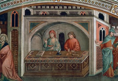 Dwóch bankierów, fragment z Życia św. Mateusza autorstwa Niccolo di Pietro Gerini