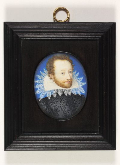 Dżentelmen zwany hrabią Essex (akwarela na kości słoniowej) autorstwa Nicholas (school of) Hilliard