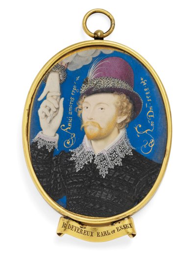Młody dżentelmen, trzymający dłoń z chmury autorstwa Nicholas (studio of) Hilliard