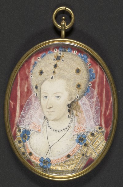 Anna z Danii, ok. 1600 (gwasz na welinie nałożony na karton) autorstwa Nicholas (studio of) Hilliard