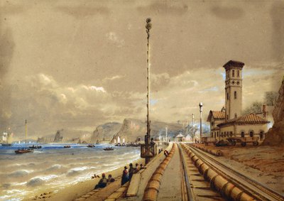 Kolej atmosferyczna w Dawlish, ok. 1850 r. (akwarela na papierze) autorstwa Nicholas Condy