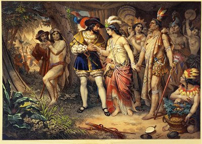 Wódz Majów Zingari przedstawia swoją siostrę Hernanowi Cortesowi ... autorstwa Nicholas Eustache (after) Maurin