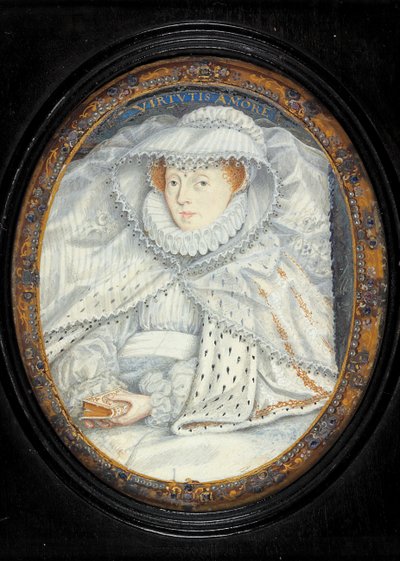 Dama tradycyjnie identyfikowana jako Maria Królowa Szkotów (akwarela na welinie) autorstwa Nicholas Hilliard