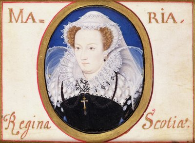 Mary Queen of Scots (1542-87) (gwasz na welinie) autorstwa Nicholas Hilliard