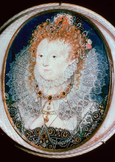 Miniaturowy portret królowej Elżbiety I, XVI w. autorstwa Nicholas Hilliard