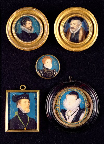 Miniatury ojca i matki Hilliarda, autoportret i nieznane portrety mężczyzny i kobiety autorstwa Nicholas Hilliard