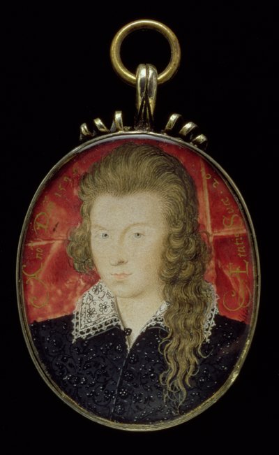 No.3856 Henry Wriothesley, 3. hrabia Southampton (1573-1624), c.1594 (gwasz na welinie) autorstwa Nicholas Hilliard
