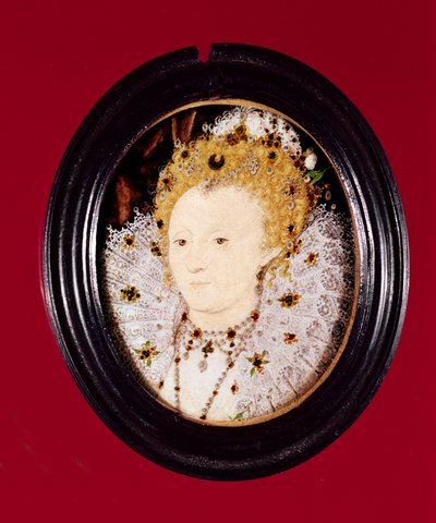 Portret królowej Elżbiety I (akwarela na welinie) autorstwa Nicholas Hilliard