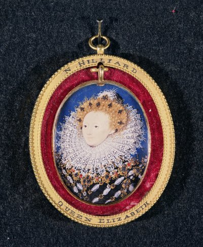 Portret królowej Elżbiety I (wc na welonie) autorstwa Nicholas Hilliard