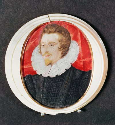 Portret dżentelmena z brodą i kryzą, ok.1590 autorstwa Nicholas Hilliard
