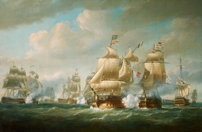 Akcja Duckwortha u wybrzeży San Domingo, 6 lutego 1806 r. autorstwa Nicholas Pocock