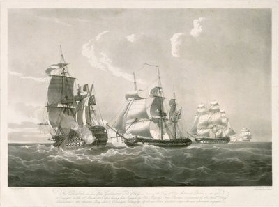 Starcie pomiędzy "Guillaume Tel" i HMS "Penelope", 30 marca 1800 r. autorstwa Nicholas Pocock