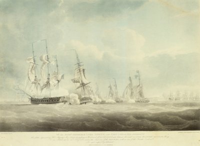 HMS "Pallas" mijający po nawietrznej "La Minerve" i "La Lynx", "Palinure" i "Sylph". autorstwa Nicholas Pocock