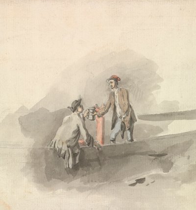 Dwóch mężczyzn w łodzi brzęczących kuflami (?) autorstwa Nicholas Pocock