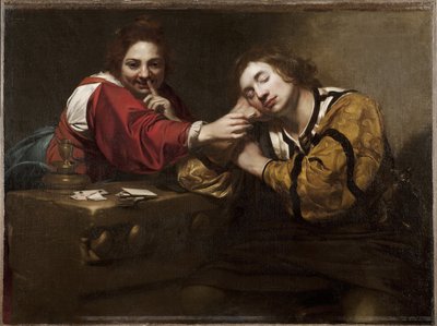 Scena wróżenia (Sen obudzony przez młodą kobietę), Renieri, Niccolo (Nicolas Regnier) (ok. 1590-1667). olej na płótnie autorstwa Nicholas Renieri