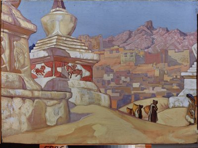 Kurier Szczęścia (z apartamentu Maitreya). Buddyzm tybetański. Praca Mikołaja Roericha (1874-1947), tempera na tekturze autorstwa Nicholas Roerich