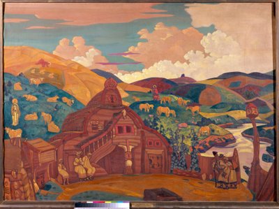 Trzy radości. Obraz Nicolasa (Mikołaja) Roericha (1874-1947), tempera na płótnie autorstwa Nicholas Roerich