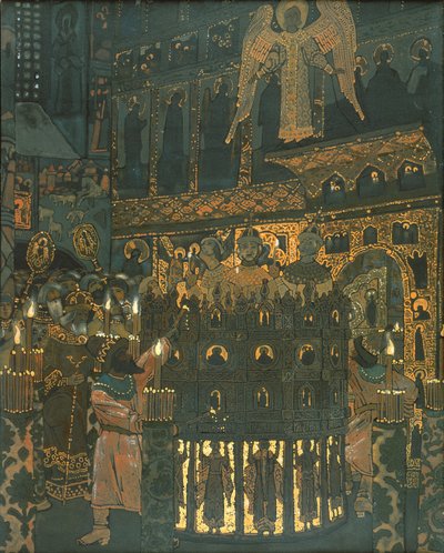 Mystery Play w średniowiecznym Nowogrodzie autorstwa Nicholas Roerich
