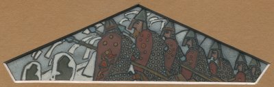 Szkic do prawej trójkątnej dekoracji fryzu z majoliki „Northern Life”, 1905 autorstwa Nicholas Roerich