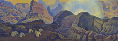 Cud (z serii Mesjasz) par Roerich, Nicholas (1874-1947). Tempera na płótnie, rozmiar: 62x205 autorstwa Nicholas Roerich