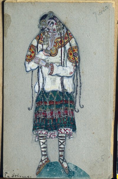 Młoda dziewczyna, projekt kostiumów do baletu Igora Strawińskiego „Święto wiosny”, 1912 autorstwa Nicholas Roerich