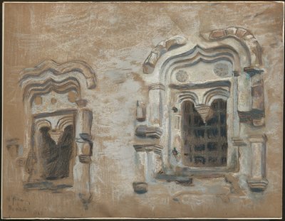 Okna siedemnastowiecznego domu, Psków, z "Studiów z podróży po starych rosyjskich miastach", 1903 autorstwa Nicholas Roerich