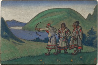Młodzież, wystrój i kostiumy do baletu Strawińskiego „Le Sacre du Printemps”, 1944 autorstwa Nicholas Roerich