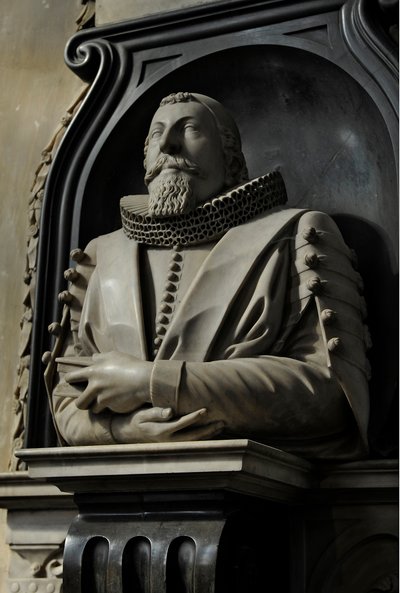 Pomnik Hugo Barkera, 1632 (marmur) autorstwa Nicholas Stone