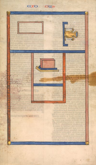 Rzut Tabernakulum, jedna z sześciu ilustrowanych kart z Postilli..., ca. 1360-1380. autorstwa Nicholas of Lyra