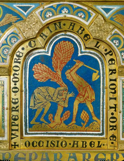 Kain zabija Abla ... (emalia na złoconej miedzi) autorstwa Nicholas of Verdun