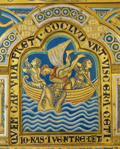Jonasz i wieloryb, z ołtarza w Verdun ... autorstwa Nicholas of Verdun