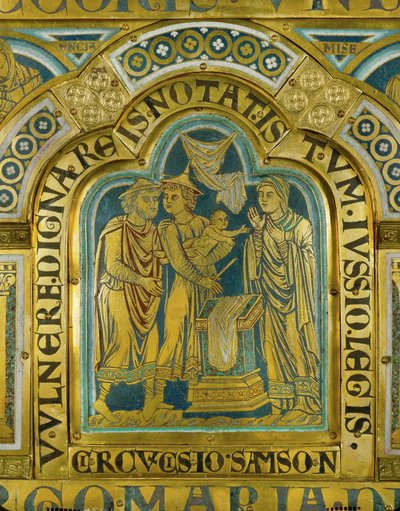 Obrzezanie Samsona ... (emalia na złoconej miedzi) autorstwa Nicholas of Verdun