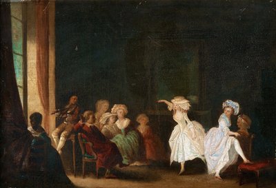 Szkoła Tańca Niklasa Lafrensena, znanego jako Nicolas Lavreince lub Lavrince (1737-1807). Olej na drewnie, format: 26,5x40, , Kolekcja prywatna autorstwa Niclas II Lafrensen