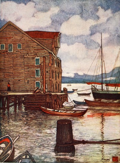 Stary magazyn i łodzie, Molde, 1905 autorstwa Nico Jungman