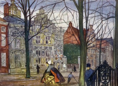 Oude Delft (litografia kolorowa) autorstwa Nico Jungman