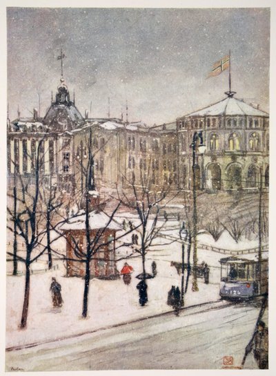 Houses of Parliament (Strorthing), Christiania, 1905 r. autorstwa Nico Jungman