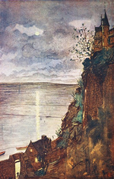 Wejście na Mont St Michel (kolorowa litografia) autorstwa Nico Jungmann