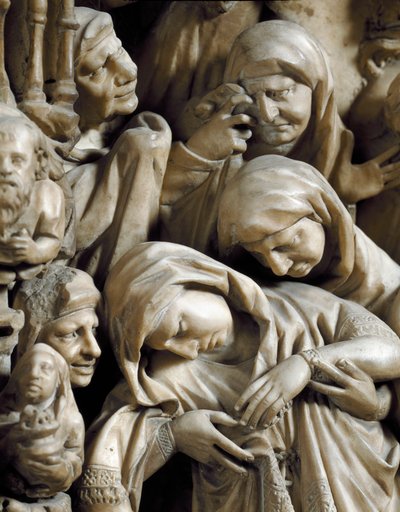 Sztuka gotycka: „”Ukrzyżowanie”” Detal płaskorzeźby marmurowej ambony autorstwa Nicola Pisano (1215/20-1278/84) (fragment z ambony) 1266-1268 - Cathedrale Notre-Dame-de-l